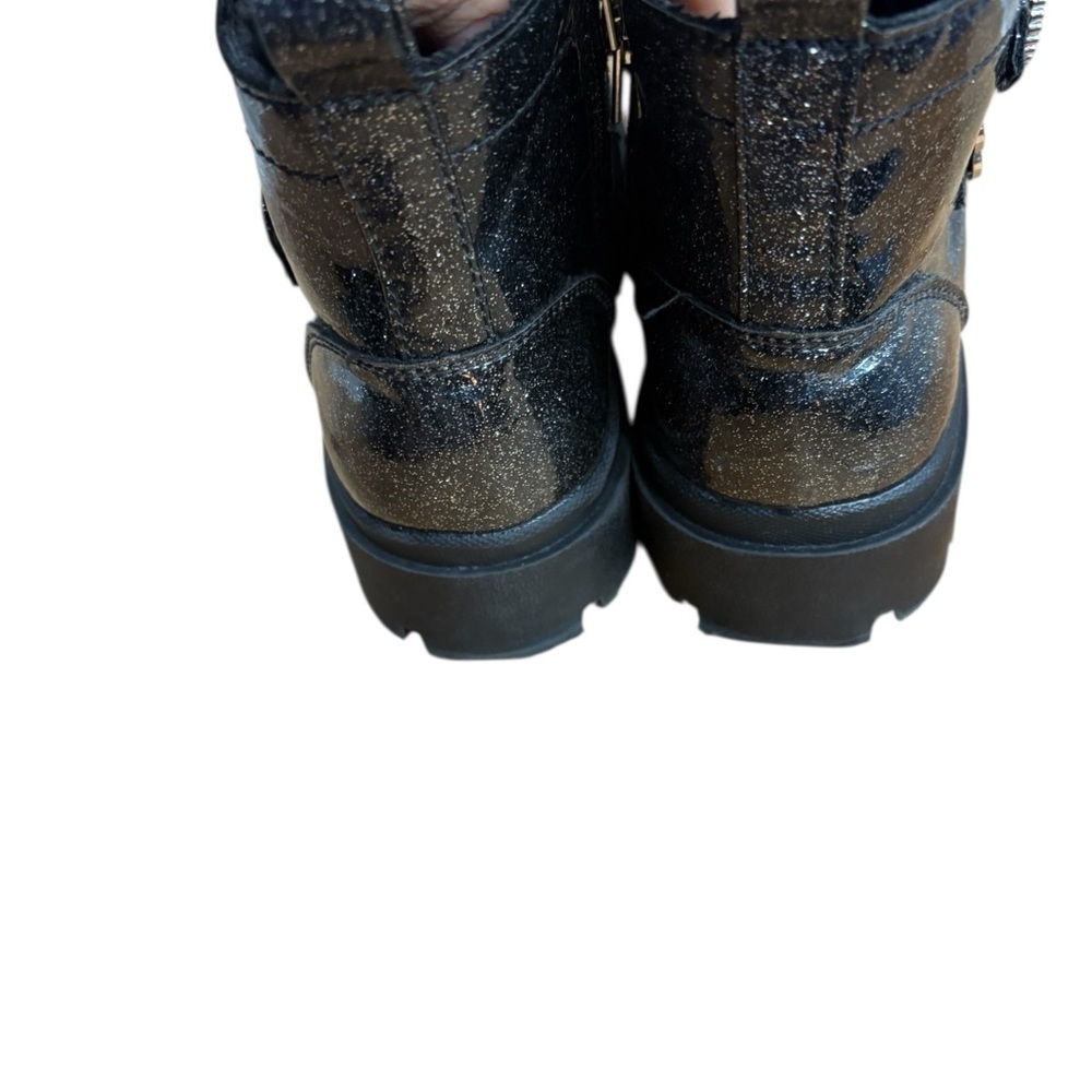 Justice Glittery Black big girls Kids Boots sz 3 zip+ 3 strap buckle preloved - Picture 11 of 12